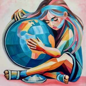 Embracing the World – 36"x48", Oil & Acrylic on Canvas