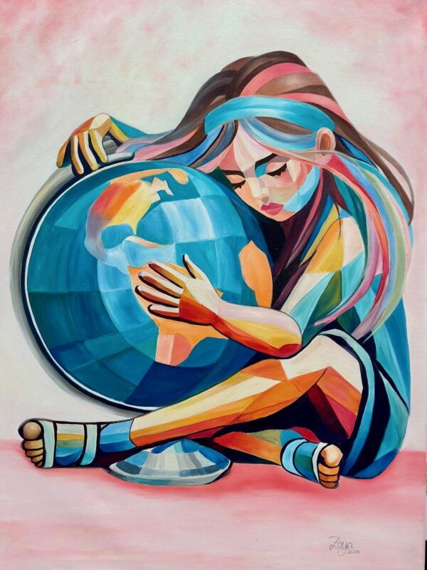 Embracing the World – 36"x48", Oil & Acrylic on Canvas